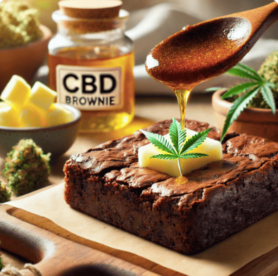 Photo de brownie au CBD, infusé avec du beurre à base de résine de CBD