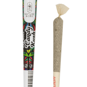 Pré-roulé Candy Kush CBD avec tube hermétique, papier non blanchi, produit naturel disponible en Ardèche.