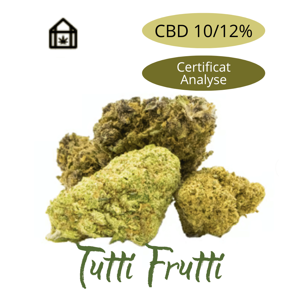 Fleur de chanvre Tutti Frutti CBD naturelle vendue en ligne à Saint-Agrève, Ardèche