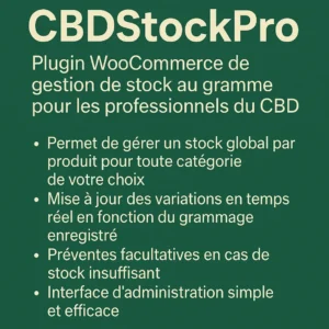 Plugin WooCommerce CBDStockPro - Gestion de stock au gramme pour produits CBD