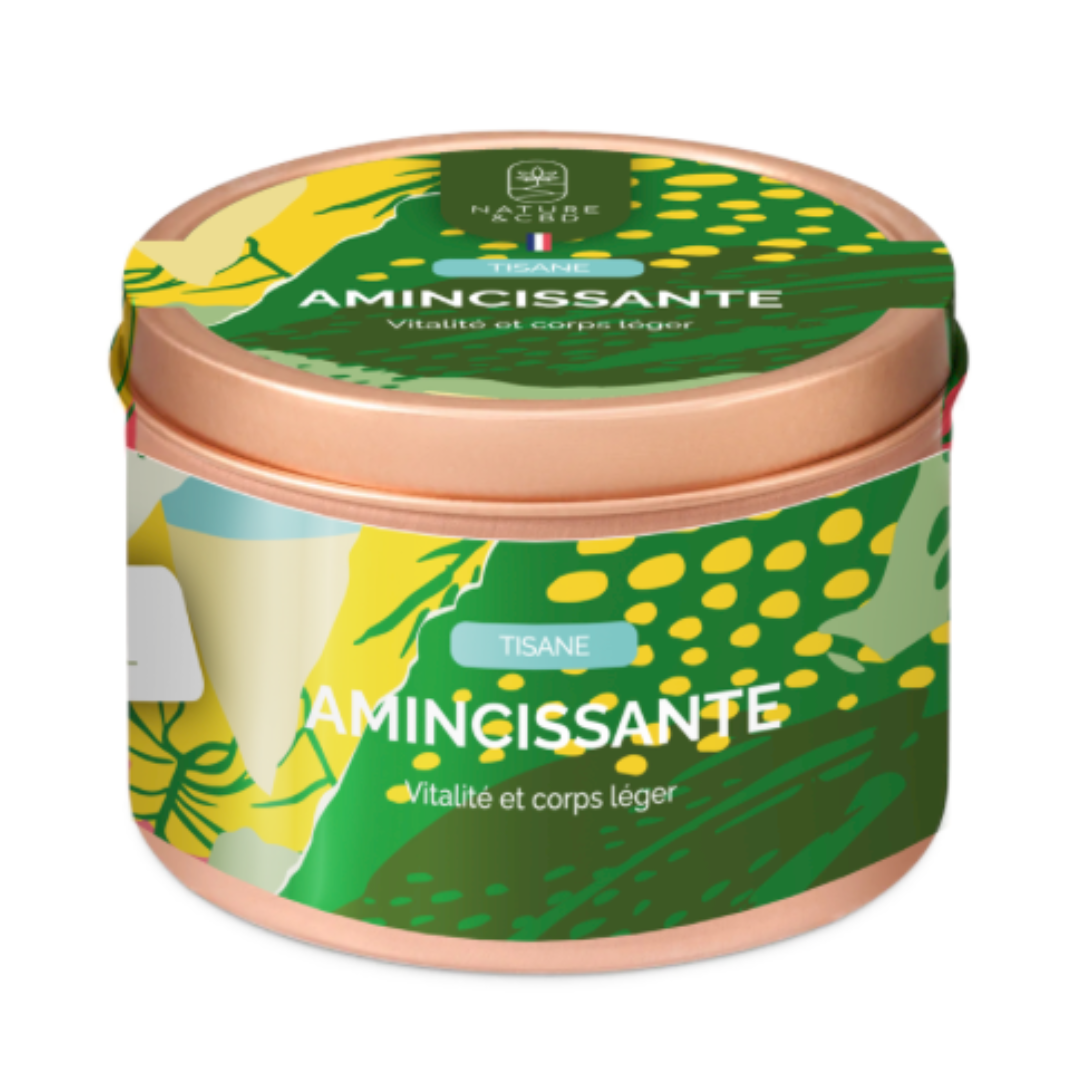 Boîte de tisane amincissante naturelle vitalité et corps léger fabriquée en France